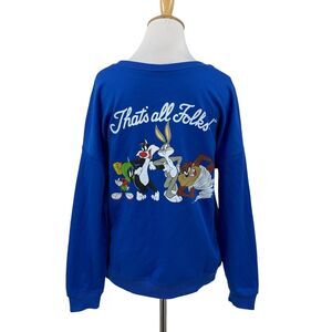 Looney Tunes Sweatshirt Women M Medium Thats All Folks Bugs Taz Marvin Sylvester